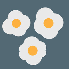Fried eggs made from three eggs. Flat vector illustration isolated on white