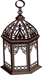 Intricate moroccan style lantern with geometric patterns, isolated on black
