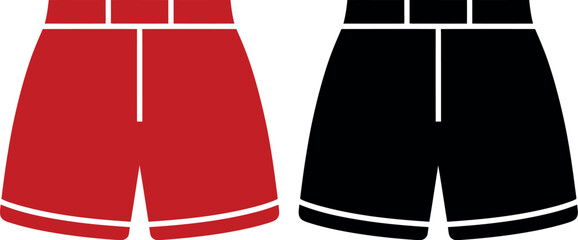 Illustration of red and black shorts on a white background