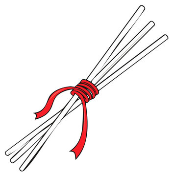 Bundle of Sticks Tied with a Red Ribbon: Simple Symbolism and Illustration