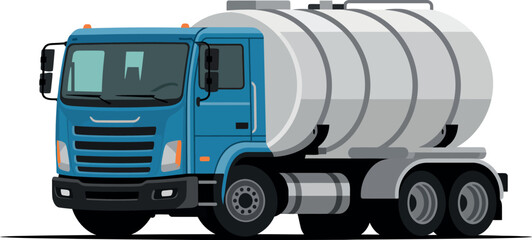 Illustration of a blue tank truck on a white background