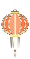 Illustrated traditional orange Chinese lantern hanging for Asian New Year festival decoration