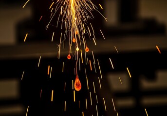 Spectacular molten sparks dance in the dark, creating a vibrant display of light and energy perfect for adding a dynamic and captivating element to your projects