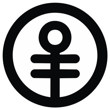 Black abstract symbol icon with parallel horizontal bars inside a bold circle minimal graphic design element vector