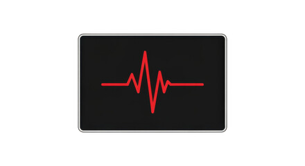 Red heartbeat pulse line isolated on transparent background