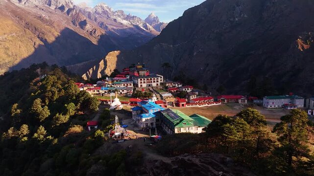 Cinematic Camera Footage of Namche Bazaar, Nepal &ndash; Himalayan Culture, Markets, and Mountain Life