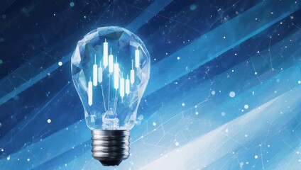 Financial Stock Market Graph Inside a Light Bulb Idea Concept.