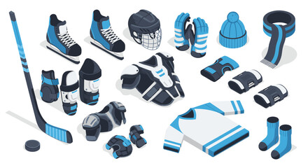 Ice hockey equipment set illustration for sports design and concepts