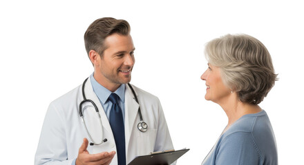 Doctor and patient talking isolated on transparent background