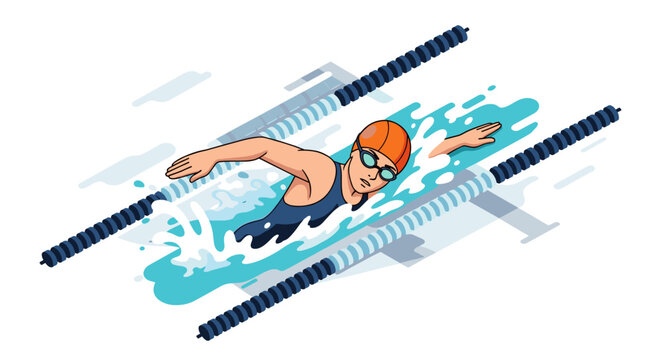 Competitive swimming athlete in action - sport illustration for fitness and motivation themes