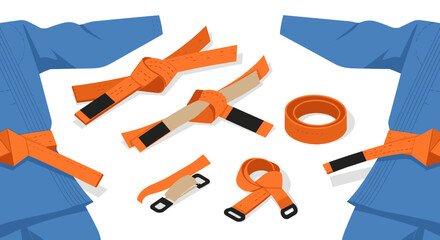 Martial arts belt variations and techniques illustration for educational and training materials