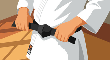 Karate black belt martial arts scene for posters and training motivation