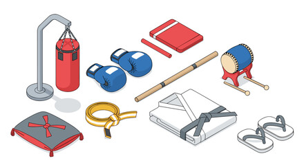 Martial arts essentials collection for training and design elements
