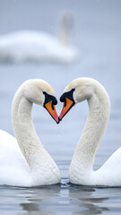 Mute Swans in Romantic Heart Pose
