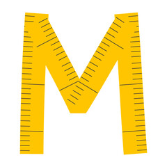 Measuring Tape Letter M Education Alphabet Icon Element