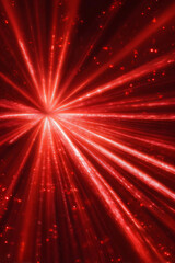Sparkling, red light. Rays. Beams. Black background.
