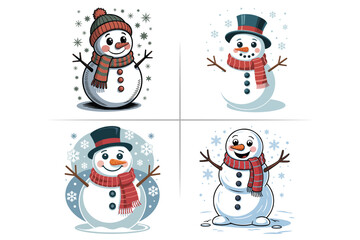 Christmas Penguin Animals Vector Pack, Watercolor Christmas Clipart Set | Cozy Holiday Elements, Santa, Gifts, Snowflakes, Winter Decorations | Festive PNG Bundle for Cards & Crafts