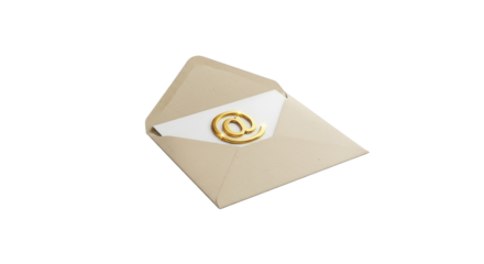Email symbol in open envelope isolated on transparent background
