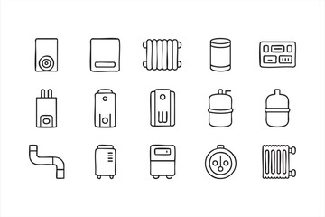 Radiator and boiler icons for HVAC and climate control materials