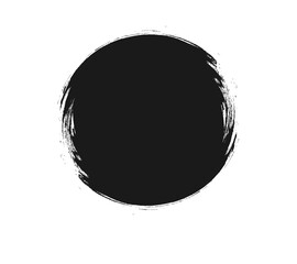Grunge ink ring PNG, round charcoal brush blob, hand-drawn textured circle stain, abstract black spot isolated on transparency.