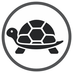 Obraz premium Simple black turtle icon inside a gray circle vector graphic illustration