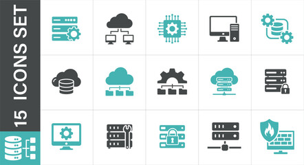 A set of server icons. Illustrative server icons. data management, cloud computing, data storage, 
and network security concepts