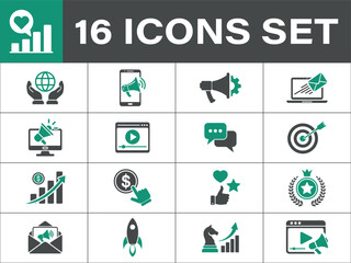 Digital marketing and social media icons. Digital Marketing and Business Growth Icon Set for Online 
Strategy