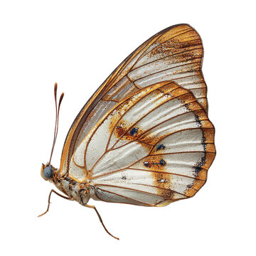 Closeup of a beautiful coster butterfly isolated on transparent background, showcasing its intricate wing patterns and delicate structure in stunning detail