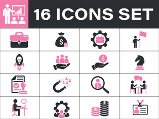 Business and finance icons set. Including: Strategy, Finance, Teamwork, Growth, and Success Concepts