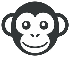 Simple Monkey Face Graphic Illustration with Cute Expression, Cartoon Icon