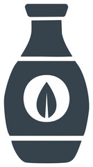 Abstract illustration of a decorative bottle-shaped object with a leaf symbol.