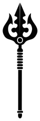 Black Trident Vector Silhouette Weapon Design with Arrowhead and Ornate Detailing