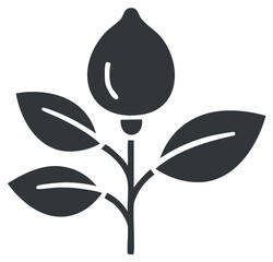 Lemon tree branch with fruit and leaves minimalist glyph icon