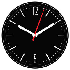 Stylish Round Wall Clock Displaying Time with White Hands and Red Second Hand