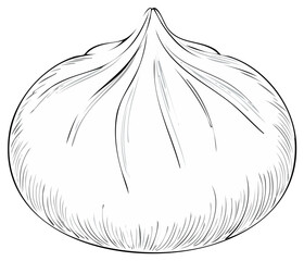 Chinese steamed bun hand drawn illustration black and white line art sketch