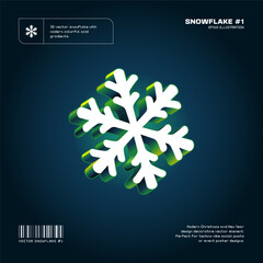 3D Vector Snowflake With Modern Gradients