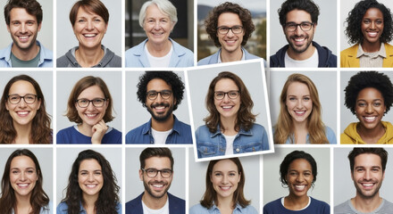 Diverse team portraits showcase professional unity and approachable company culture, highlighting inclusivity and positive work environment, modern and authentic smiles