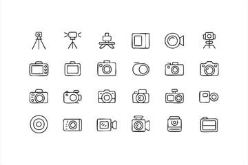Vector photography gear icons for studio, filming and digital imaging projects