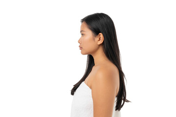 Obraz premium Skin care treatment highlighting a woman's profile, isolated, PNG