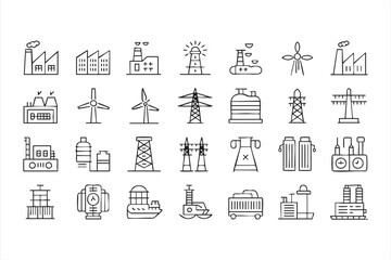 Vector industrial equipment symbols for manufacturing, engineering and power systems © MD.sahadat