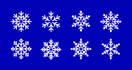 Geometric Modern Vector Snowflakes Set