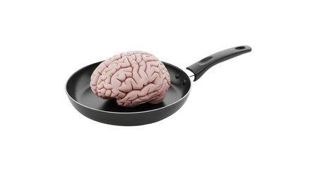 Brain in a pan isolated on transparent background