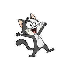 Excited cartoon cat with wide eyes and open mouth