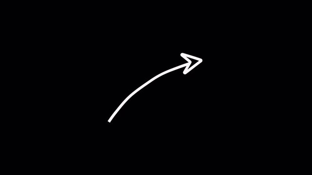Doodle Arrow hand drawn element, direction symbol. 4k Video overlay with Alpha channel.
