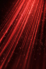 Sparkling, red light. Rays. Beams. Black background.
