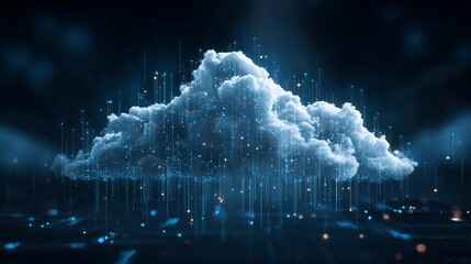 Stunning cloud computing visualization with data streams, ideal for modern technology presentation backgrounds and forward-thinking business communications