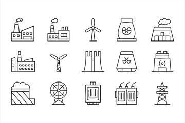 Wind turbine and power station graphics for renewable energy designs