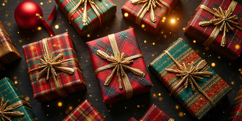 Global celebration of Christmas gifts with world patterns