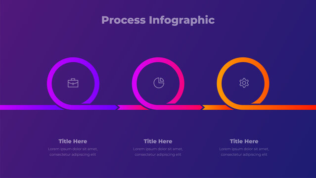 Loop Process Infographic Vector with 3 Steps. Gradient Circular Flow Diagram for Business, Data, Strategy and Planning Concepts