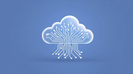 Modern cloud computing architecture for seamless data transfer and innovative tech solutions on pastel blue background, perfect for your next project